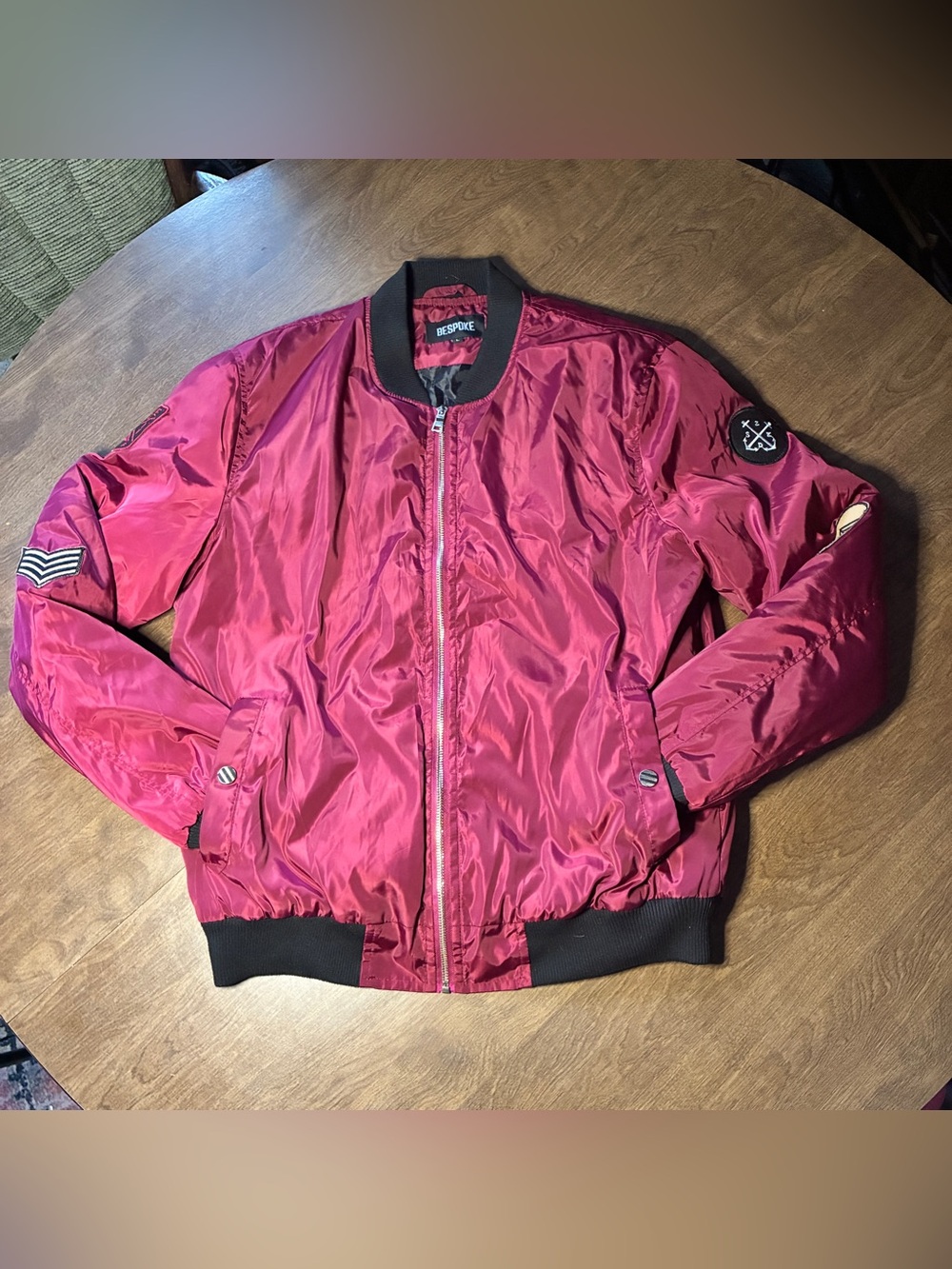 Bespoke Bomber Jacket Large Burgundy Jacket
